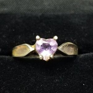 Vintage Avon Purple Heart Solitaire Ring, Size 7 1/2 Band, Sweetheart Love